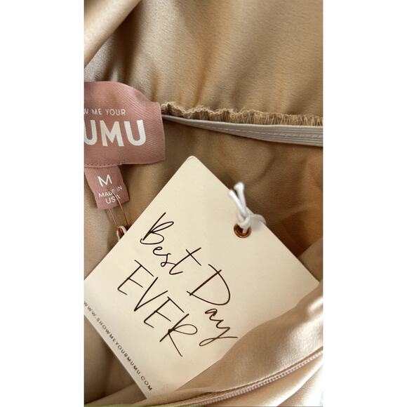 Show Me Your Mumu Faith Maxi Dress Champagne Luxe Satin M NWT - Picture 6 of 8